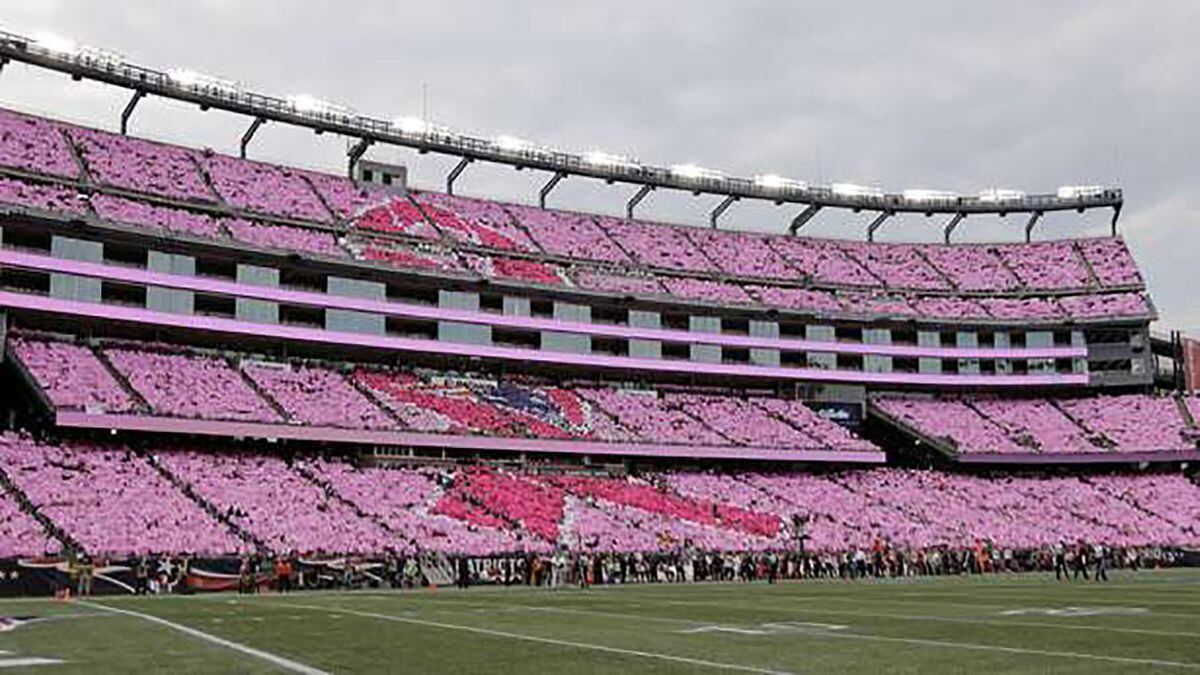 SEE IT: Patriots fans turn Gillette Stadium pink for breast cancer