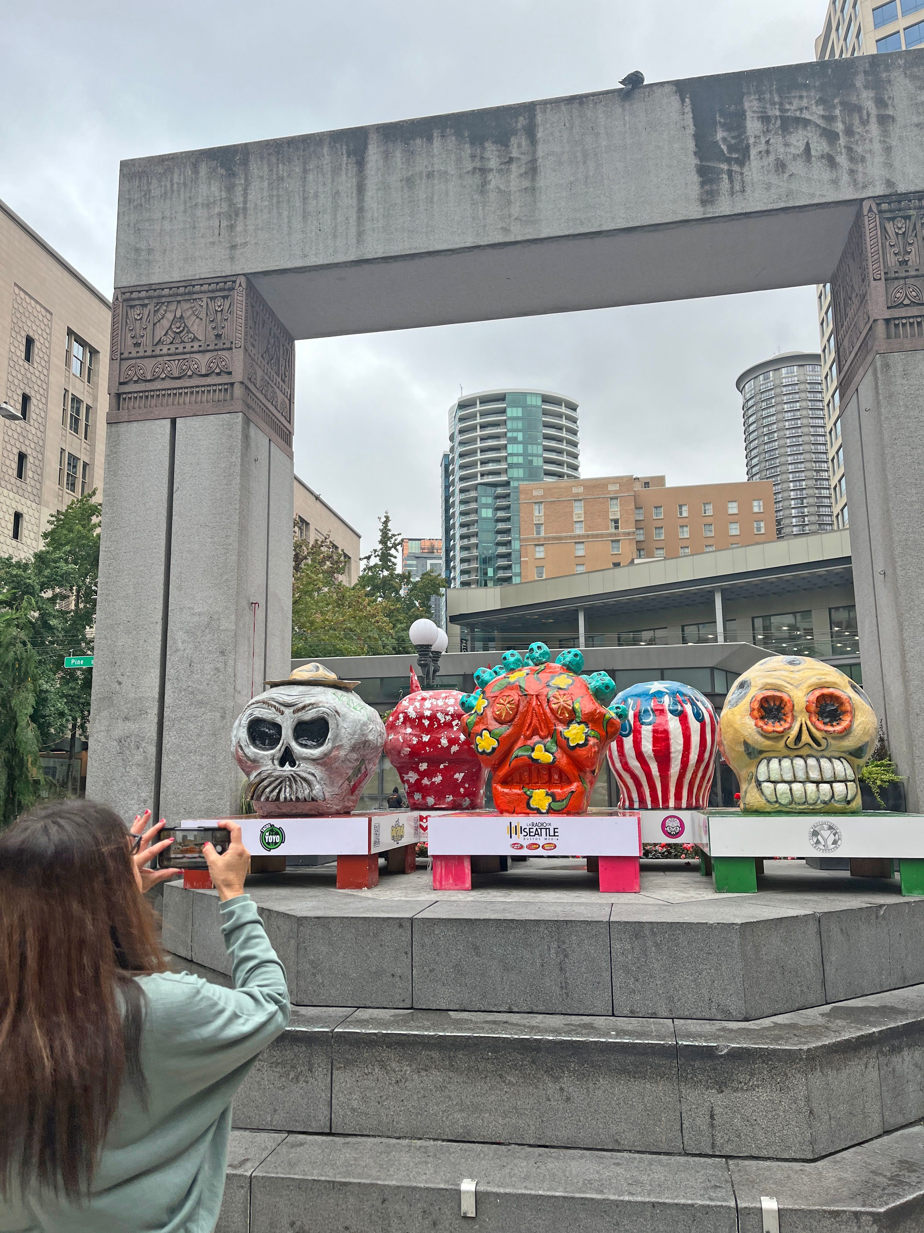 Giant Painted Skulls Line Houston's Discovery Green for Day of the Dead