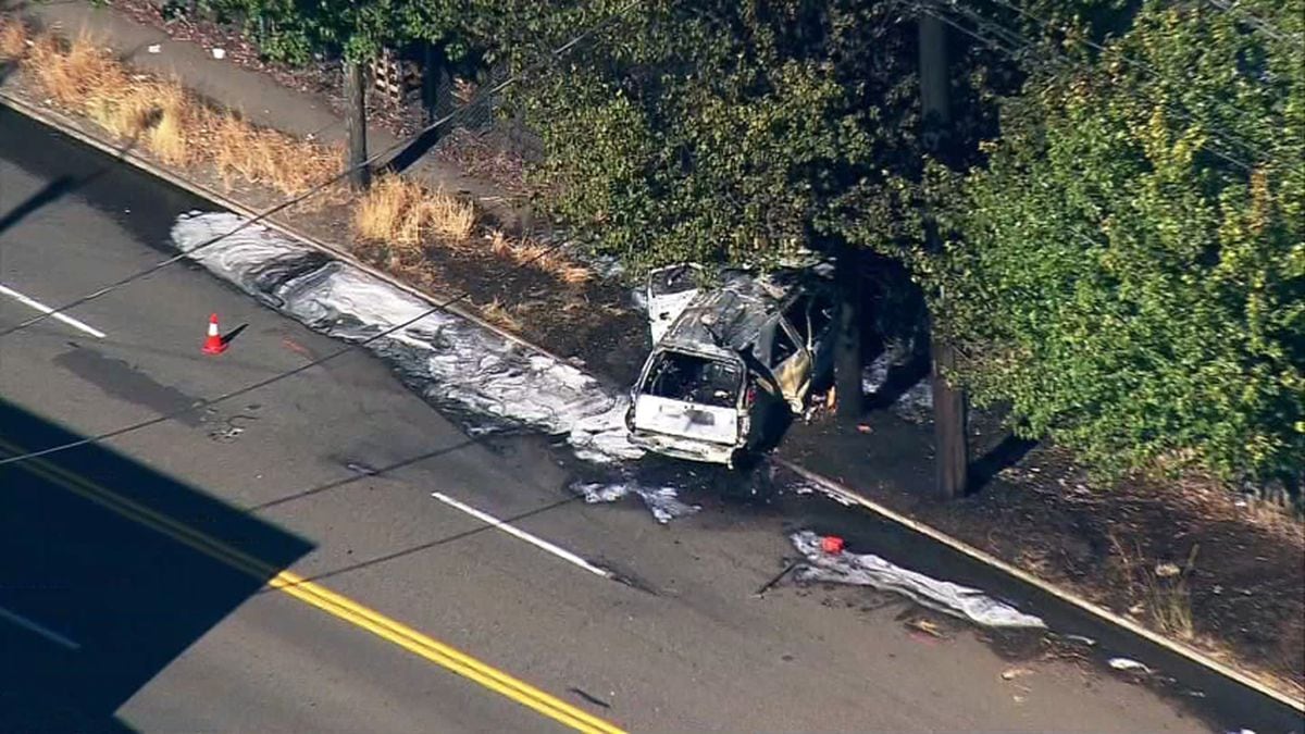 Driver injured in South Seattle crash, car fire