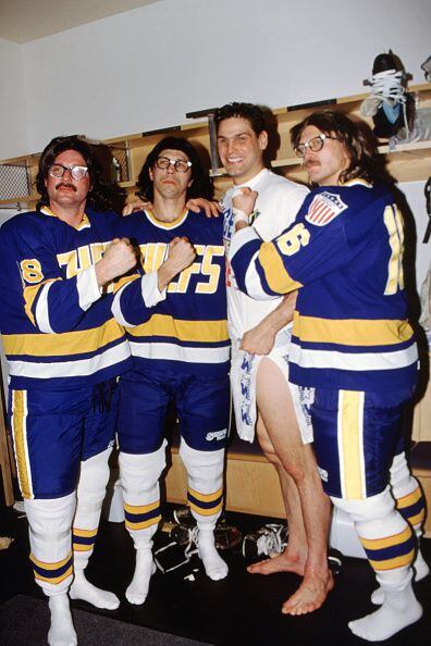 Slap Shot Movie Steve Hanson #17 Charlestown Chiefs Jersey Blue