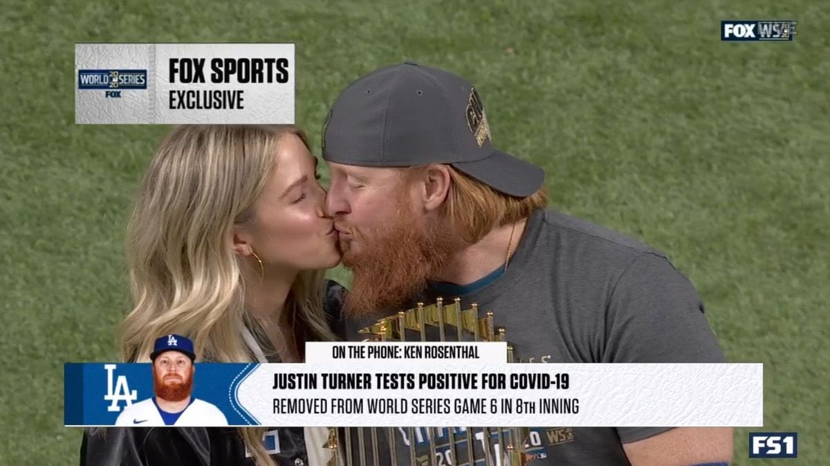 COVID-positive Dodgers 3B Justin Turner removed from Game 6 of World  Series, kisses wife in celebration